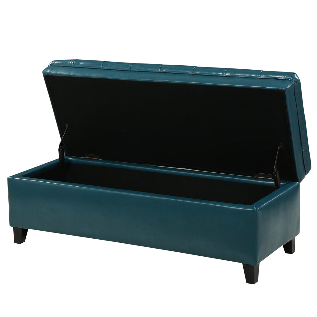 JULIANA Teal PU Storage Ottoman with Spacious Interior - Grand Goldman Shop
