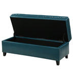 JULIANA Teal PU Storage Ottoman with Spacious Interior - Grand Goldman Shop