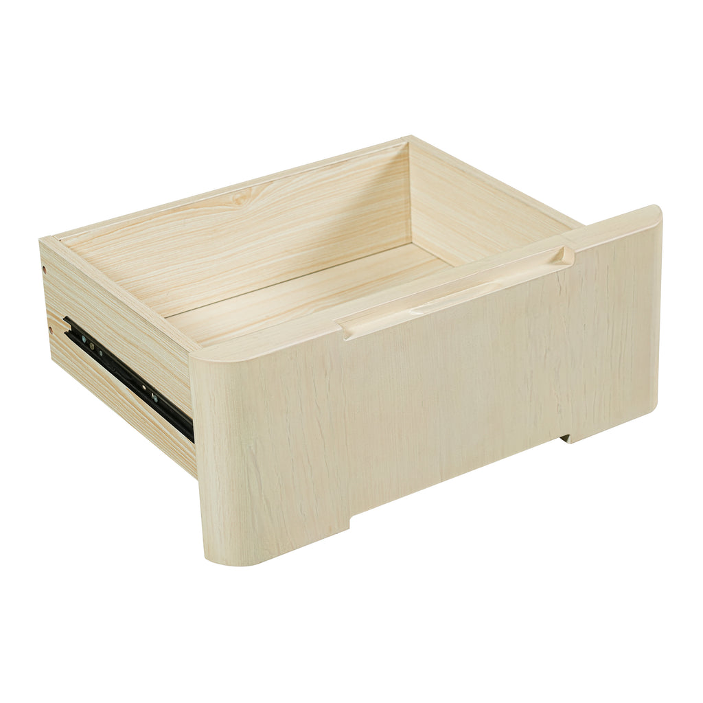 90' Modern L Shaped Desk in Natural Wood with 3 Drawers,360° Wood Rotating Desk,Executive Office Desk,Corner Desk,Office Stud