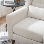 Modern Accent Chair Upholstered Foam Filled Living Room Chairs Comfy Reading Chair Mid Century Modern Chair with Chenille Fabric Lounge Arm Chairs Armchair for Living Room Bedroom (Beige) - Grand Goldman Shop