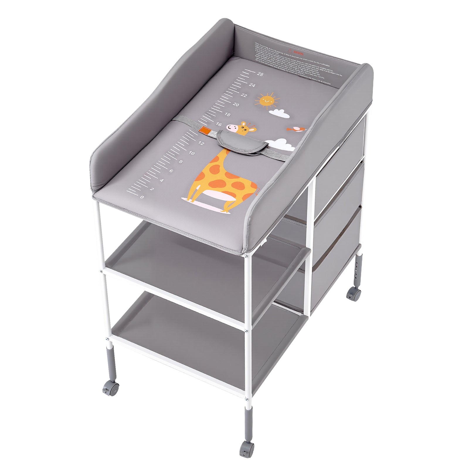 Baby Changing Table Portable Diaper Change Station with 3 Drawers & Wheels - Grand Goldman