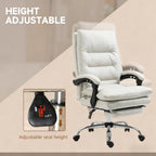 Microfibre Massage Office Chair, Heated Reclining Chair with Footrest,  Cream White | Premium Home Decor - Grand Goldman