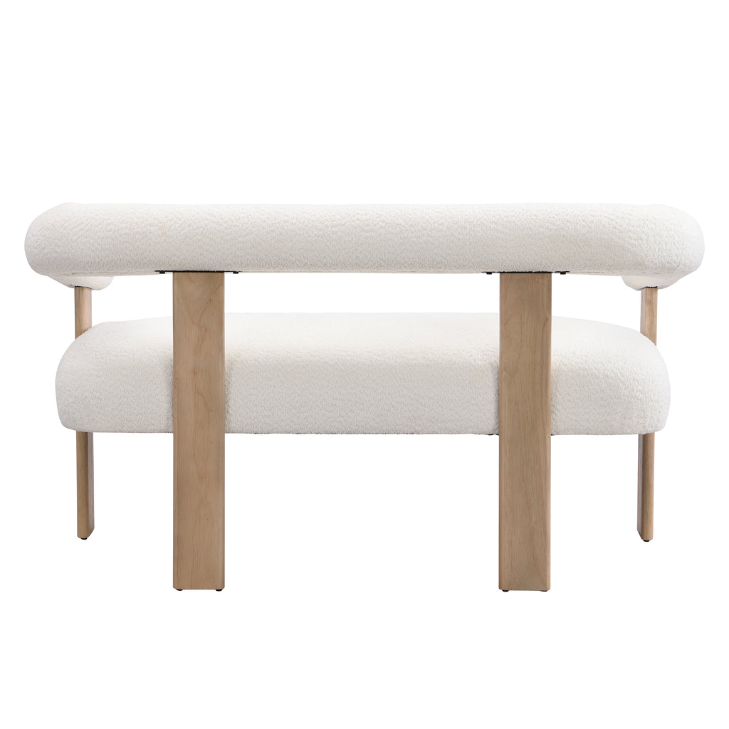 Round armrest loveseat(Beige+Natural) - Grand Goldman Shop
