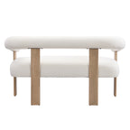 Round armrest loveseat(Beige+Natural) - Grand Goldman Shop