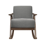 Modern Home Furniture 1pc Rocking Chair Gray Fabric Upholstered Dark Walnut Finish Wood Cushion Seat and Back - Grand Goldman Shop