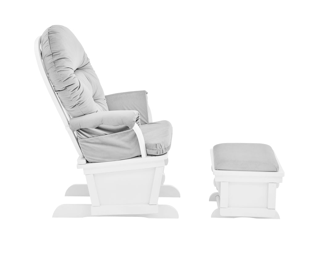 Madison Glider and Ottoman White Wood and Gray Fabric - Grand Goldman