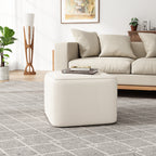 Upholstered Square Ottoman,White,Boucle - Grand Goldman Shop