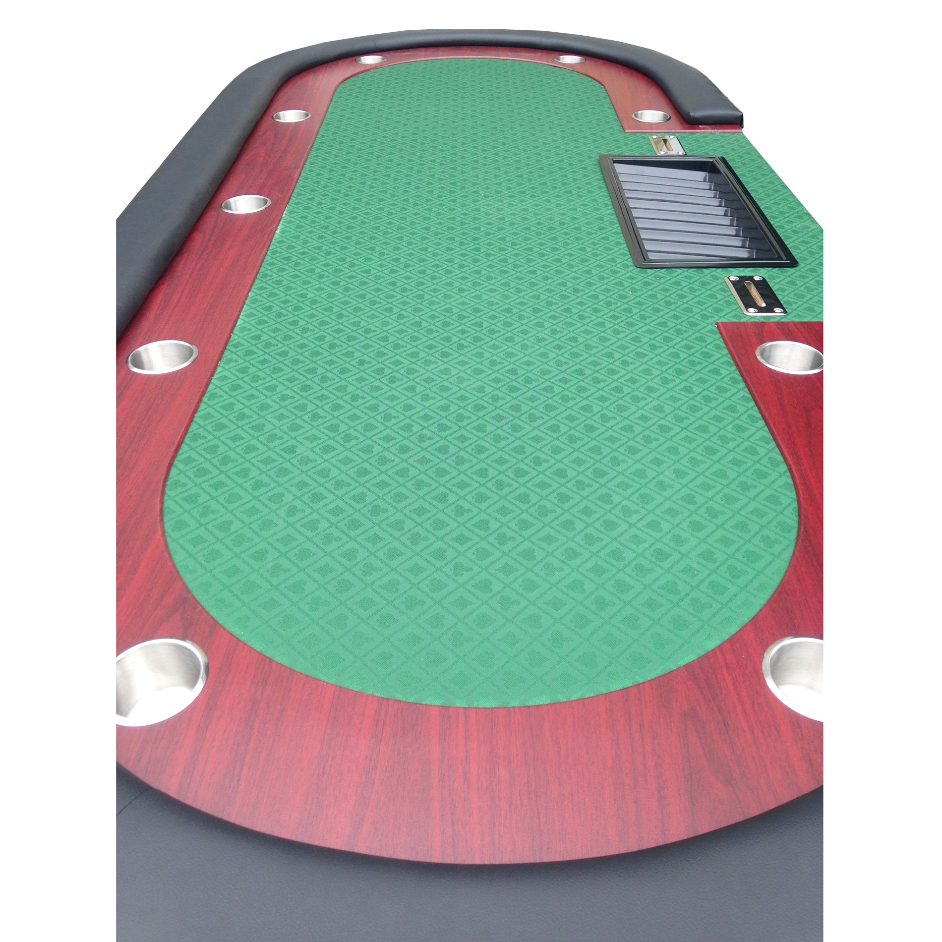 96' Luna Ultra Poker Table with Speed Cloth Racetrack Chip Tray Double DropBox Wooden Legs Green | Premium Home Decor - Grand