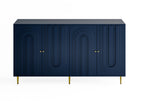 Modern Blue Lacquered 4 Door Wooden Cabinet Sideboard Buffet Server Cabinet Storage Cabinet, for Living Room, Entryway, Hallway, Office, Kitchen and Dining Room - Grand Goldman Shop