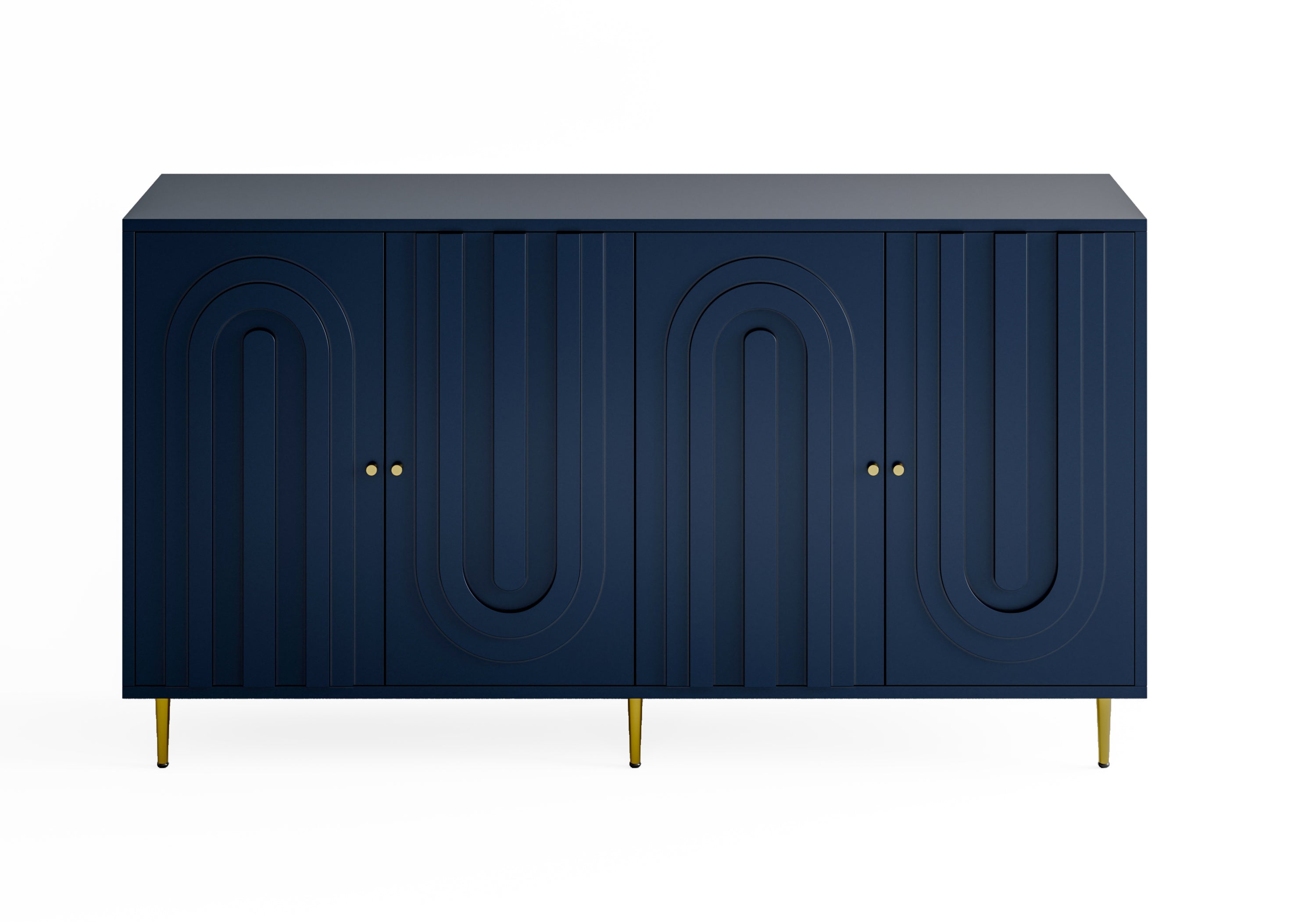 Modern Blue Lacquered 4 Door Wooden Cabinet Sideboard Buffet Server Cabinet Storage Cabinet, for Living Room, Entryway, Hallway, Office, Kitchen and Dining Room - Grand Goldman Shop