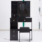 29.2' Small Space Left Drawer Desktop Vanity Table + Cushioned Stool, Extra Large Right sliding mirror, Multi Layer High Capacity Storage, Practical Fashionable Dresser, Suitable For Small Space - Grand Goldman Shop