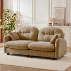 Loveseat Cloud Sectional Couches Chenille Fabric,Quilted Pleated Design, Ergonomic Design,High-Density Foam Easy Install Elegant Armrests High Quality Wooden Base,Fits Living Rooms,Camel - Grand Goldman Shop