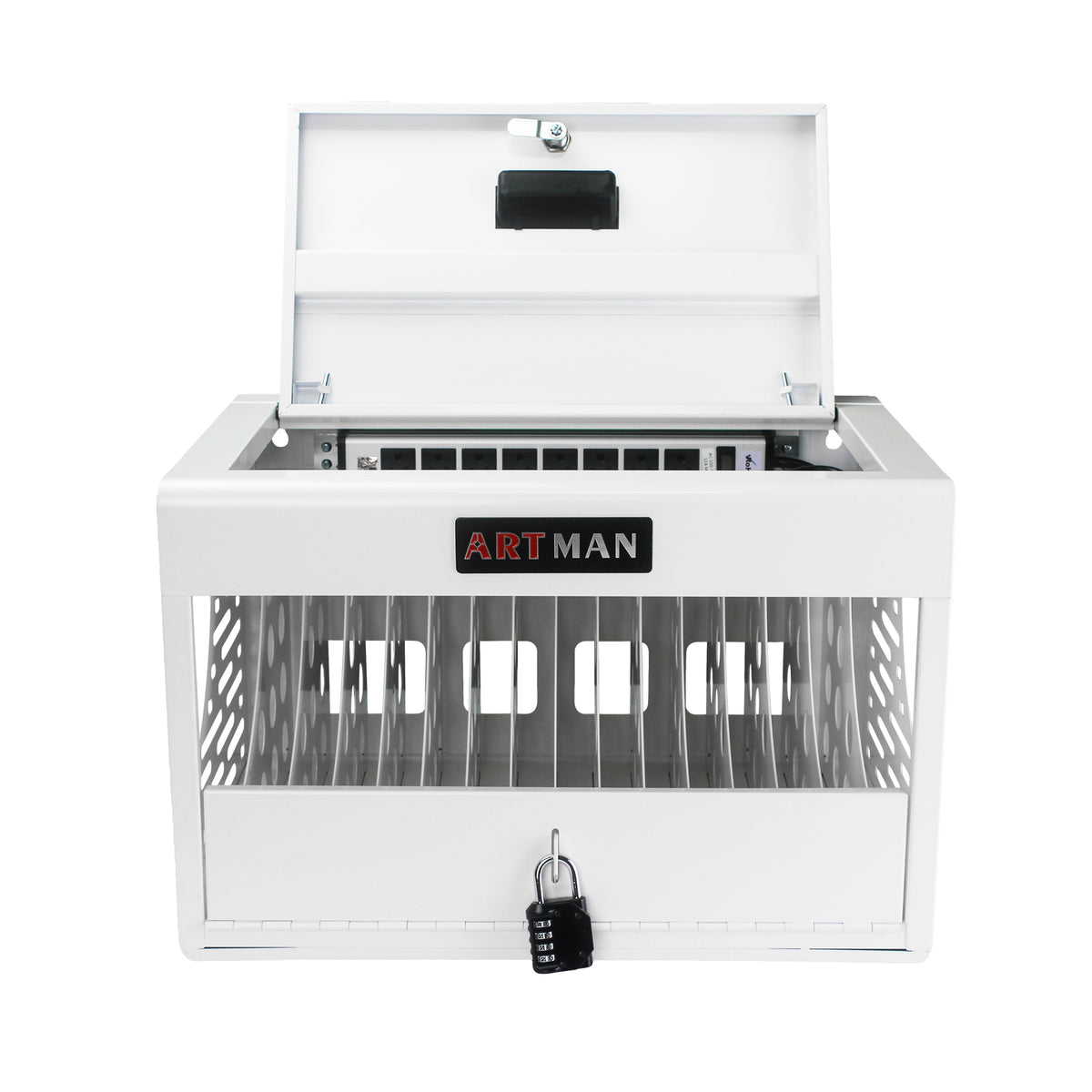 16 Bay Charging Cabinet for Laptop, Chromebook, Locking Charging Station-White | Premium Home Decor - Grand Goldman