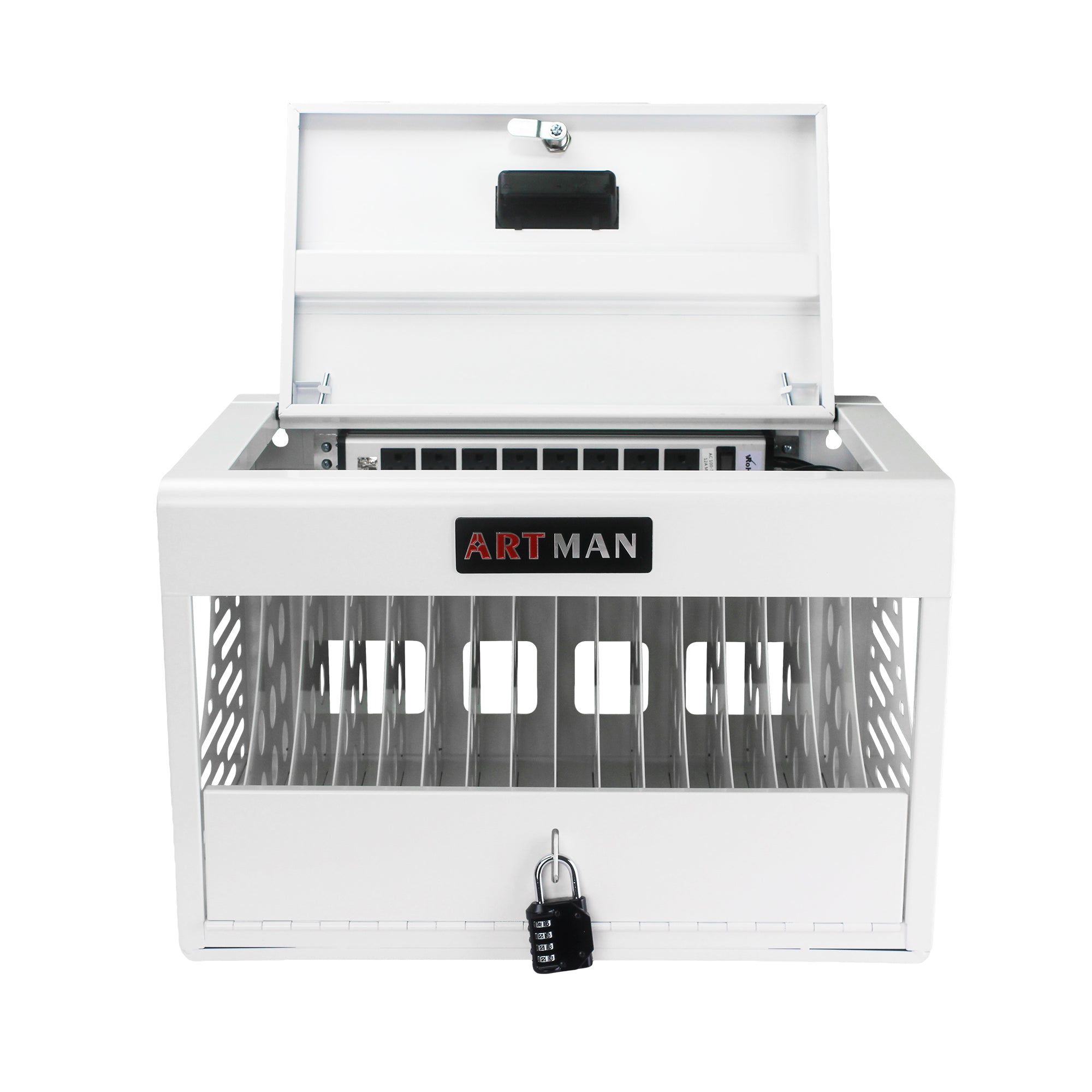 16 Bay Charging Cabinet for Laptop, Chromebook, Locking Charging Station-White | Premium Home Decor - Grand Goldman