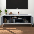 Mirrored TV Stand for 65+ inch TV,Sliver TV Console Table with Open Storage & 2 Storage Cabinets ,M Shape Sparkling Mirror Doors for Living Room(59''W x 25.2''H x 15.7D) - Grand Goldman Shop