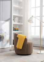 Teddy Fabric Swivel Accent Armchair Barrel Chair With Black Powder Coating Metal Ring,Coffee Brown - Grand Goldman Shop