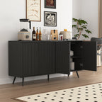 Sideboard Buffet Cabinet with Storage, Long Sideboard Storage Cabinet with 4 Doors, Wood Credenza Console Coffee Bar Cabinets with Adjustable Shelves for Living Room Kitchen Dining Room Black - Grand Goldman Shop