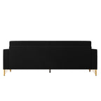 FX-P18-BK(sofa)Luxury Velvet Sofa with Gold Accents - Modern 3-Seat Couch with Plush Cushions, Perfect for Living Room and Office Decor - Grand Goldman Shop