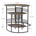 Oval Bar Table with Wood Counter Top and Wine Rack Storage, Wine Bakers Rack for Dining Room, Brown - Grand Goldman Shop