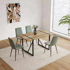Modern Rustic Industrial 55' Dining Table with MDF Tabletop and Black Metal Legs for 4-6 Person - Grand Goldman Shop