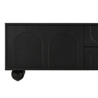 ON-TREND Cream Style TV Stand with Arched Doors & 2 Drawers for TVs up to 75', Minimalist Media Console with Rebound Device, Entertainment Center with 5 Iron Round Legs for Living Room, Bedroom, Black - Grand Goldman Shop