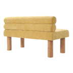 Upholstered Dining Bench, End of Bed, Entryway Bench, Ottoman for Dining Room, Bedroom, Living Room, Rubber Wood Leg 300 LBS Support, Yellow - Grand Goldman Shop