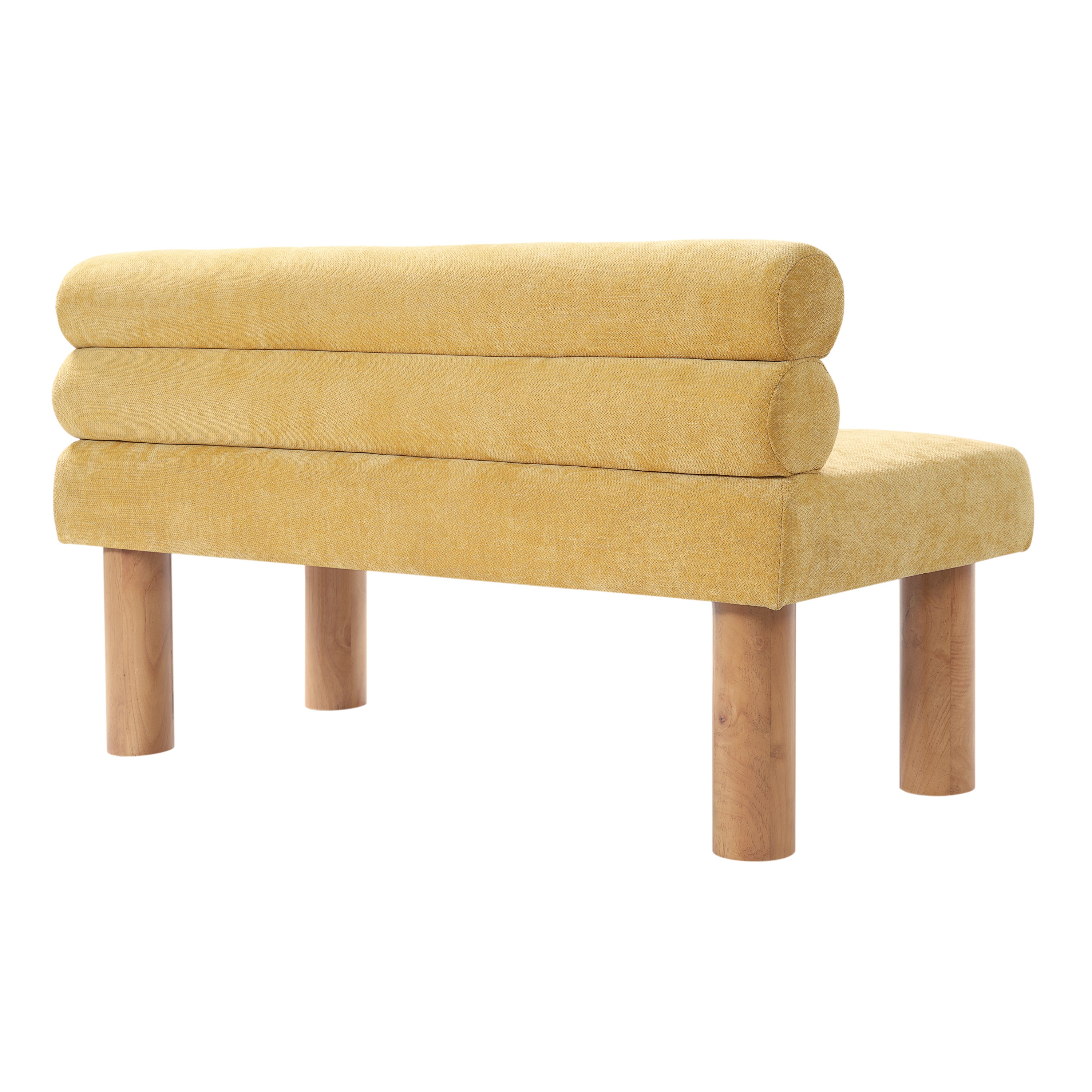 Upholstered Dining Bench, End of Bed, Entryway Bench, Ottoman for Dining Room, Bedroom, Living Room, Rubber Wood Leg 300 LBS Support, Yellow - Grand Goldman Shop