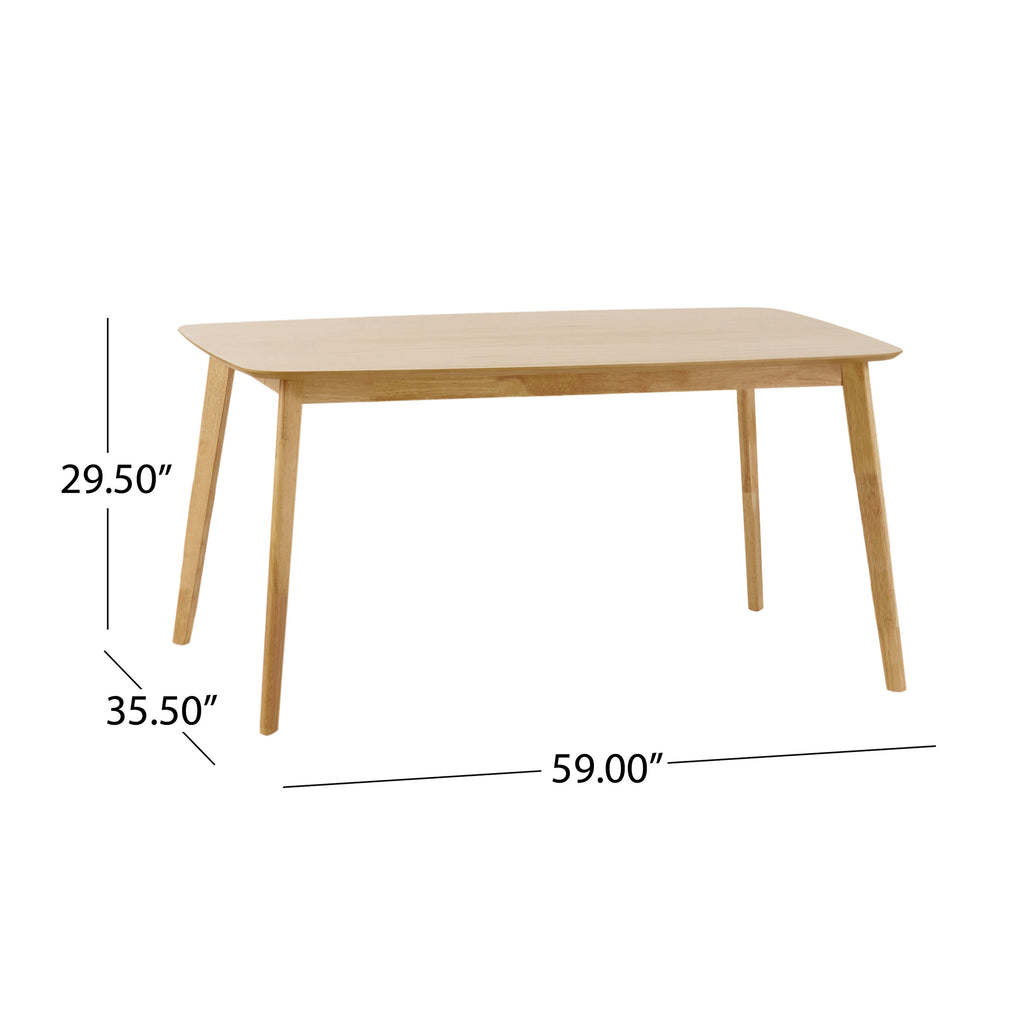 Retro Mid-Century Dining Table with Faux Wood Top and Natural Solid Wood Legs, 59-inch - Grand Goldman Shop