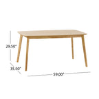 Retro Mid-Century Dining Table with Faux Wood Top and Natural Solid Wood Legs, 59-inch - Grand Goldman Shop