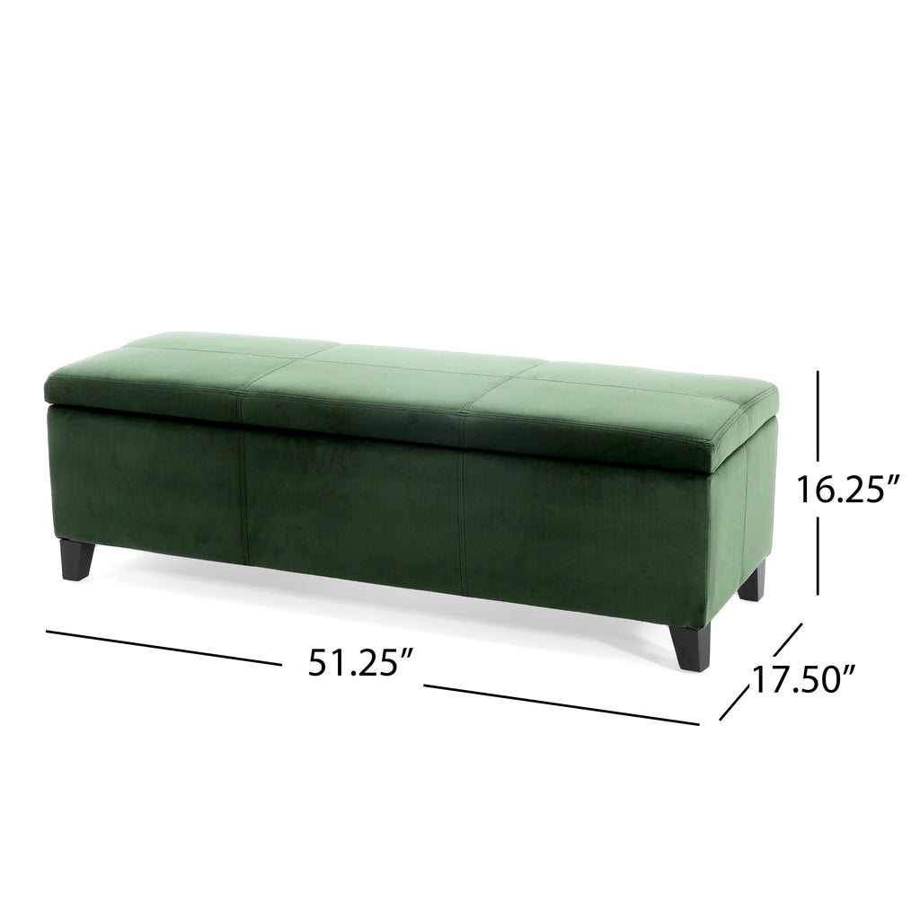 Indoor Forest Green Storage Ottoman Bench - 51.25''L Upholstered Entryway Bench with Hidden Storage, 300lbs Weight Capacity for Living Room, Bedroom & Hallway - Grand Goldman Shop