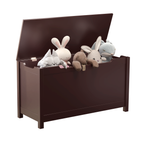 Kids Wooden Toy Box Storage with Safety Hinged Lid for Ages 2+ (Coffee) - Grand Goldman