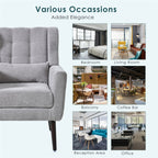 Modern Accent Chair Chenille Arm Chairs for Living Room Upholstered Comfy Soft Padded Lounge Chair with Pillow Solid Wood Leg Gray - Grand Goldman Shop