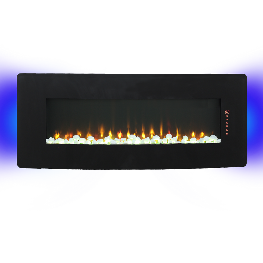 48 inch Curved Front Wall Mounted Electric Fireplace with remote and multi color flame & emberbed - Grand Goldman Shop