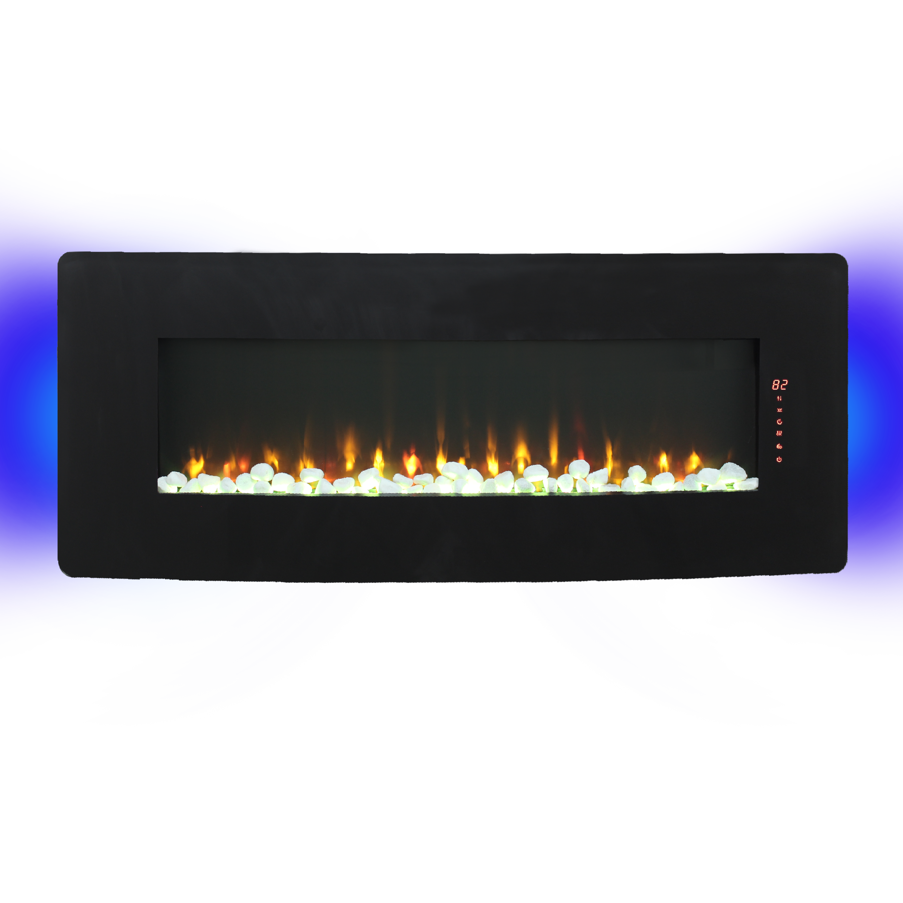 48 inch Curved Front Wall Mounted Electric Fireplace with remote and multi color flame & emberbed - Grand Goldman Shop