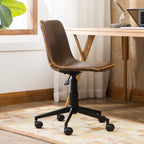 Cesena Faux Leather 360 Swivel Air Lift Office Chair, Antique Brown - Grand Goldman