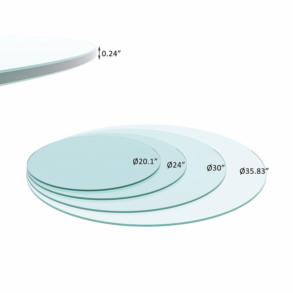 Clear 20' Round Tempered Glass Table Top with Flat Polished Edge, 1/4' Thick - Grand Goldman Shop