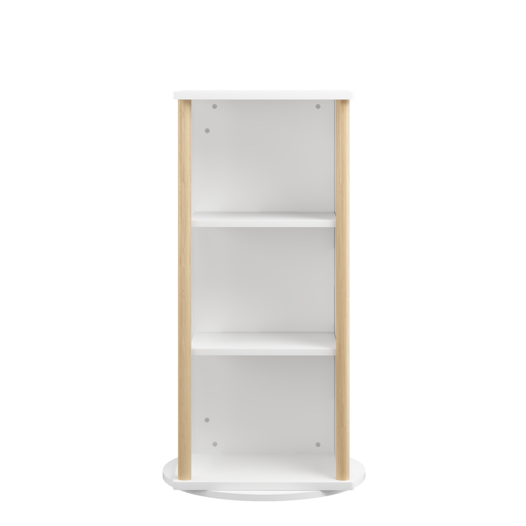 360° Rotating Kids Bookshelf with Chalkboard, 3-Tier Wood Floor Revolving Bookcase & Toy Storage Organizer, Picture Book Disp