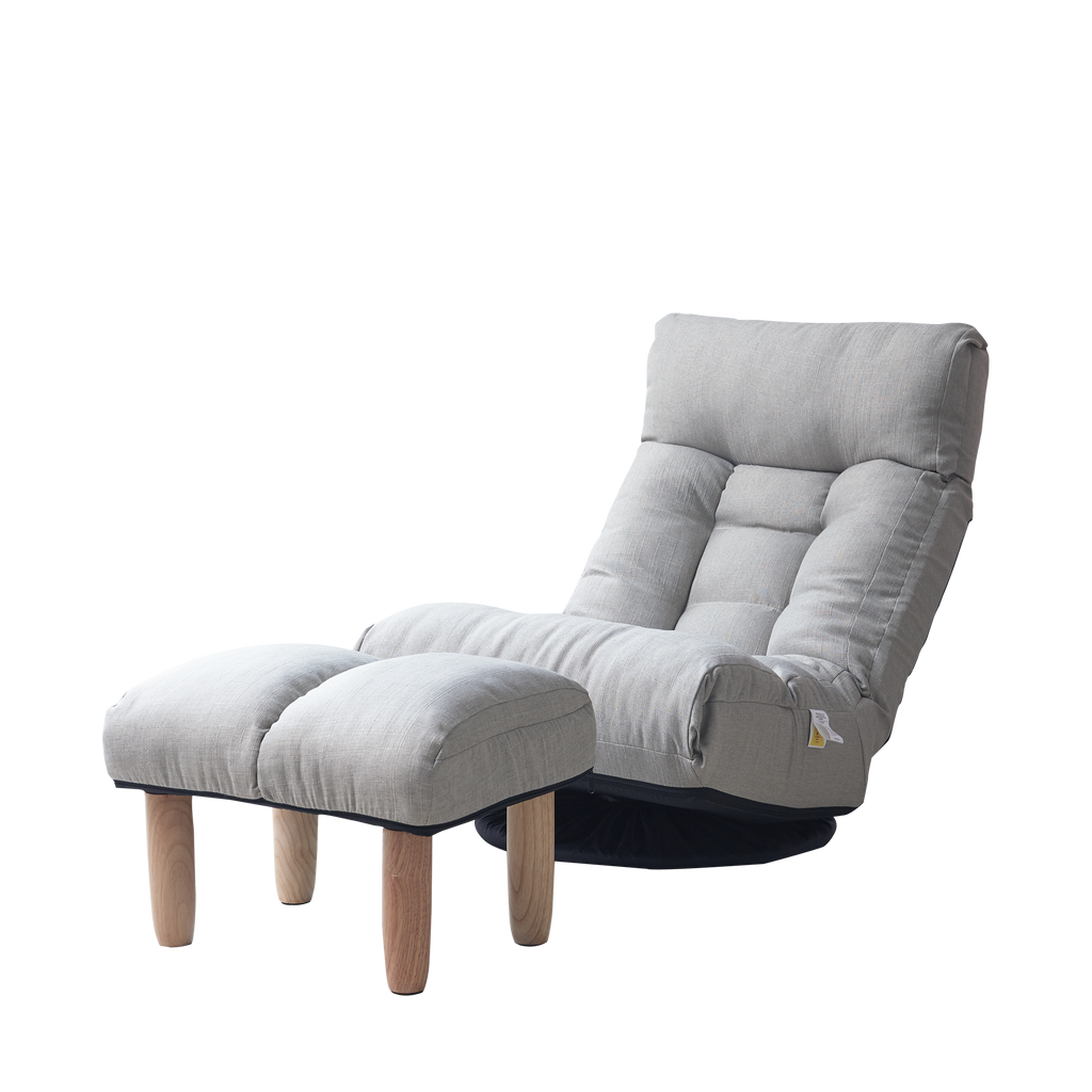 Japanese-Style  Gray with Metal Frame Adjustable Reclining Floor Chair – Tatami Lazy Sofa for Balcony or Bedroom - Grand Goldman Shop