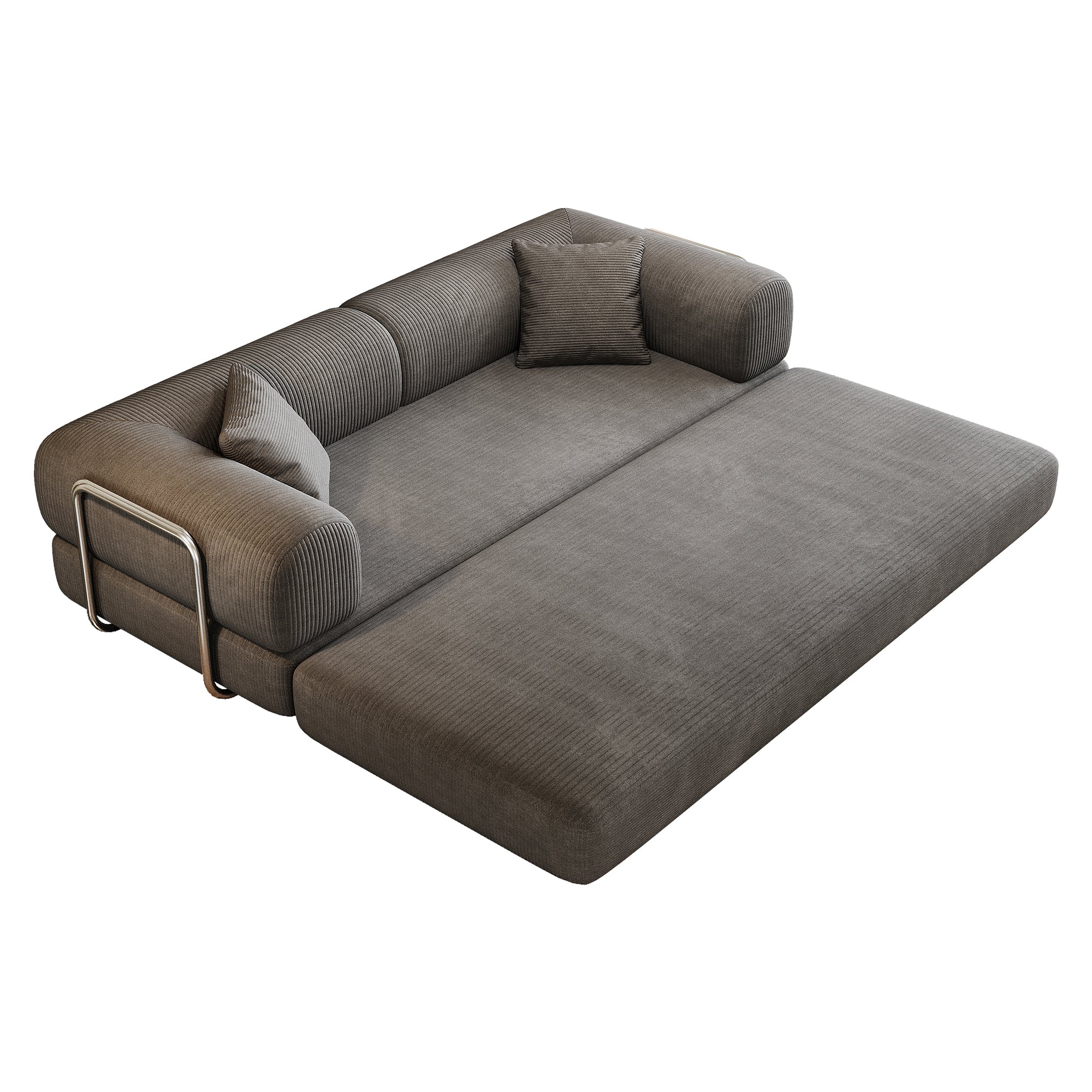 78.8' Compression Sofa,Convertible Floor Sofa Bed-with Pillow Back Support Armrest,Comfy Futon Couch Sleeper Bed,Loveseats Boneless Modular Sectional Sofa,Corduroy fabric,for Living Room,Bedroom,Grey - Grand Goldman Shop