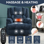 Dual Motor Heat Massage Infinite Position Up to 350 LBS Electric Power Lift Recliners with Power-Remote, Medium-firm and Heavy Duty, Blue - Grand Goldman Shop