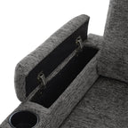 Versatile U-Shaped Sectional Sofa Bed with Storage, Cup Holders, Charging Ports in Grey Chenille - Grand Goldman Shop