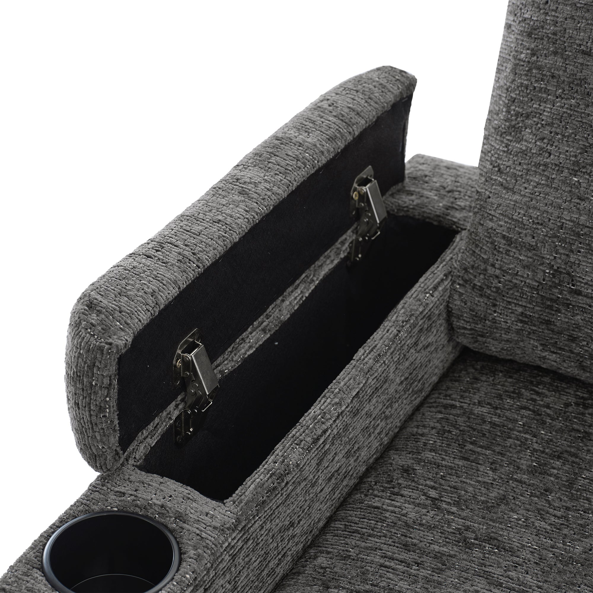 Versatile U-Shaped Sectional Sofa Bed with Storage, Cup Holders, Charging Ports in Grey Chenille - Grand Goldman Shop