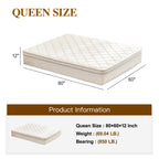 Queen Size Mattress,12 Inch Hybrid Queen Mattress in a Box with Memory Foam and Pocket Spring for Pressure Relief & Comfort Sleep & Zoned Support, Medium Firm,CertiPUR-US & OEKO-TEX - Grand Goldman Shop