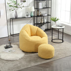 Bedding Bean Bag Sofa Chair with High-Pressure Foam and Footrest, Yellow Microfiber - Grand Goldman Shop