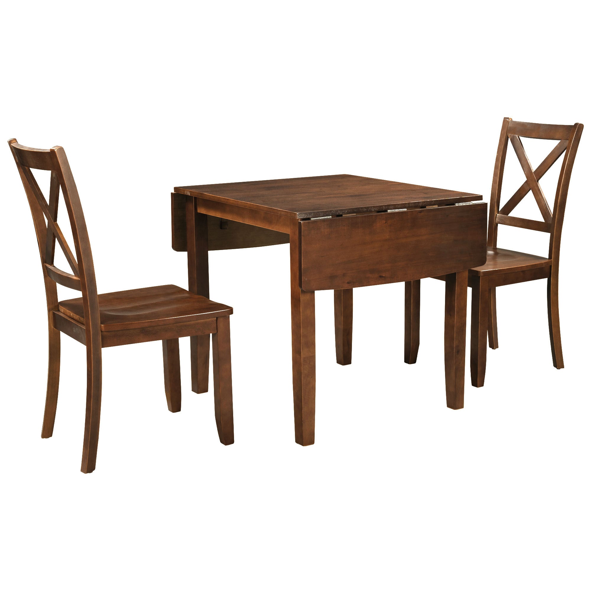 TOPMAX 3-Piece Wood Drop Leaf Breakfast Nook Dining Table Set with 2 X-back Chairs for Small Places, Walnut(old sku:SP0000164AAD) - Grand Goldman Shop