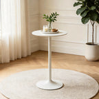White Round Bar  Table, modern dining table, dining table, MDF tabletop and iron-painted matte base, round dining table, medieval living room coffee table (24 inches), family kitchen, small space - Grand Goldman Shop