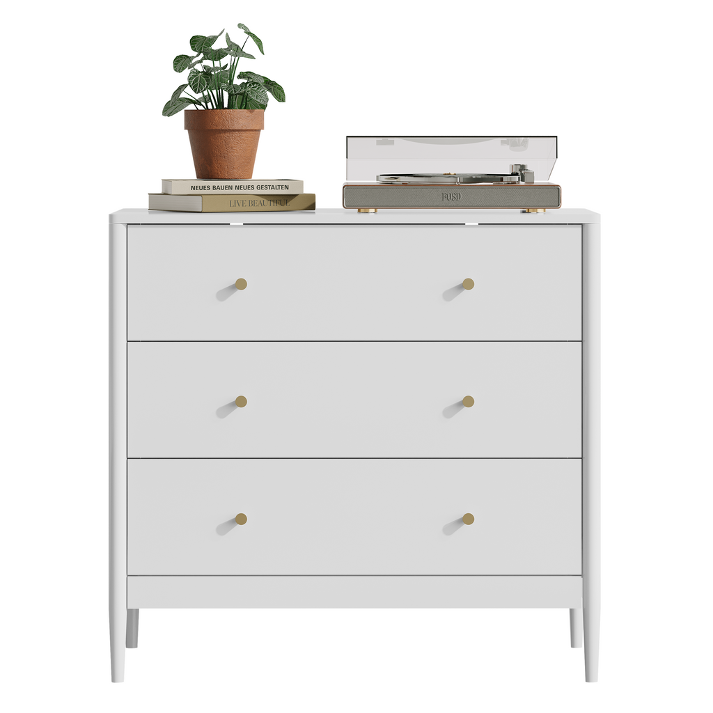 3 Drawer Dresser Chest, Modern White Storage Cabinet, MDF Wood Organizer for Bedroom, Living Room, Entryway, Small Space Furniture - Grand Goldman Shop