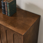 Mid Century Modern Fluted Sideboard Cabinet with Adjustable Shelves & Solid Wood Legs, Buffet Cabinet with Storage, Walnut Storage Cabinet for Living Room, Entryway, Hallway, Dining Room, Kitchen - Grand Goldman Shop