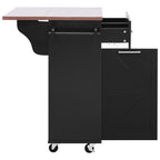 K&K 47.2' Farmhouse Kitchen Island with Drop Leaf, Kitchen Storage Island with Removable Side Racks, Two Drawers, Rolling Kitchen Cart on Wheels with Towel Rack, for Home, Kitchen, Dining Room, Black - Grand Goldman Shop