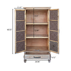 55.12'' Tall Tower Storage Cabinet - Rustic Wood Sideboard Pantry Cabinet - Versatile Buffet Cabinet with Storage for Home Decor and Organization chic cabinet with two doors and a drawer - Grand Goldman Shop